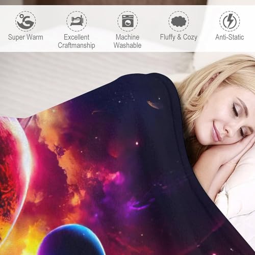 Couverture planète 3D en polaire idée cadeau originale flannel