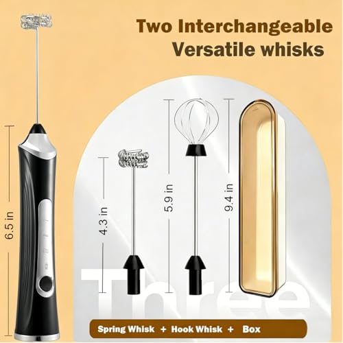 Image of Handheld Electric Milk Frother with 2 Heads, Coffee Whisk Foam Mixer with USB Rechargeable 3 Speeds, Foam Maker Blender for Latte, Cappuccino, Hot Chocolate, Egg (Type 7)