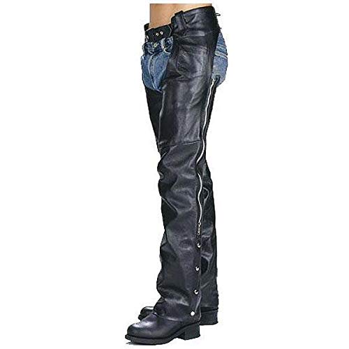 Xelement 7550 'Classic' Black Unisex Leather Motorcycle Chaps - 34