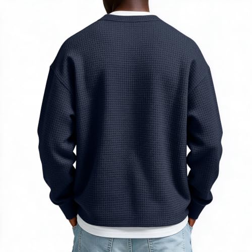 Layered Comfort Waffle Tee Men Quarter Zip Casual Fall Long Sleeve Shirt - image 6