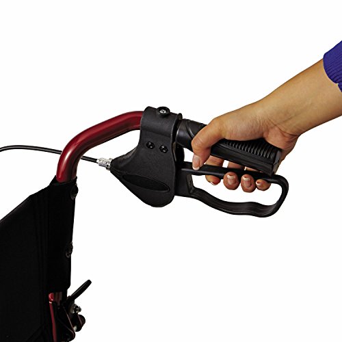 Medline Lightweight Transport Wheelchair with Handbrakes, Folding Transport Chair for Adults has 12 inch Wheels, Red