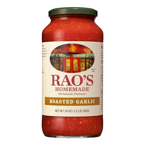 Rao's Homemade Tomato Sauce | Roasted Garlic | 24 oz | Versatile Pasta Sauce | Carb Conscious, Keto Friendly | All Natural, Premium Quality | Made with Sweet Italian Tomatoes and Caramelized Garlic