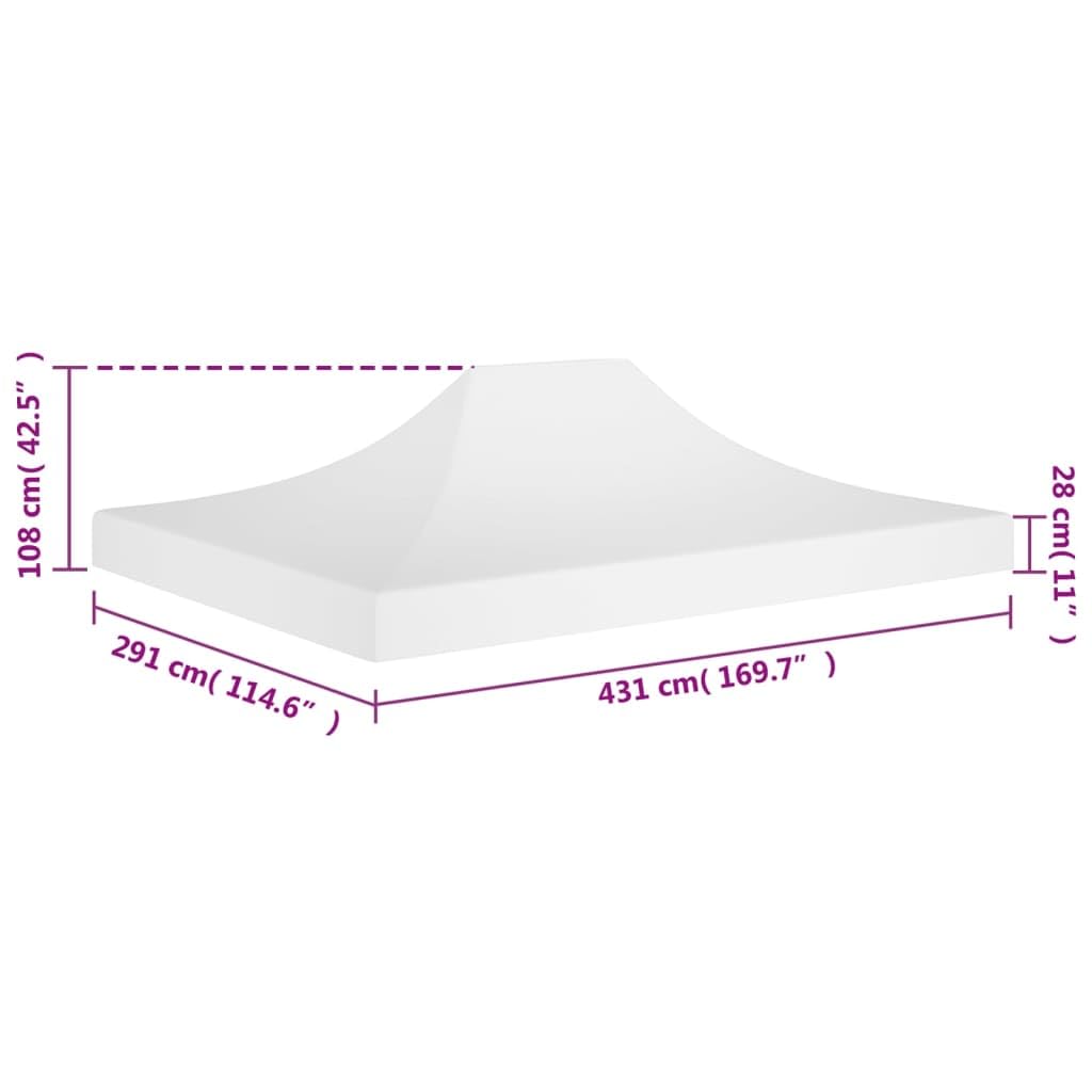Dach namiotu imprezowego, 4,5 x 3 m, biały, 270 g/m², tkanina Oxford 600D z powłoką PCW, odporny na promieniowanie UV i wodę, zapasowy dach do pawilonu, ogrodu, na taras, ochrona i cień