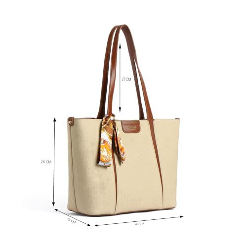 Image of EXOTIC Premium Serelle Weave Structured Tote Bag with Textured Finish and Secure Zip Compartment