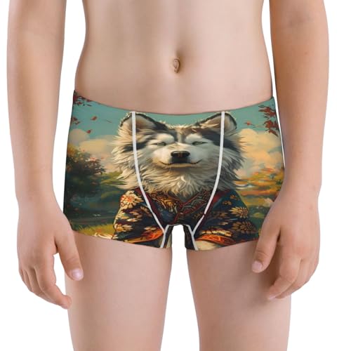 Boys' Cotton Boxer Brief Soft Underwear-Forest Maple Leaf Husky