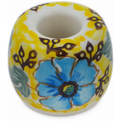 Authentic Polish Pottery Toothbrush Holder Signature UNIKAT in Brilliant in Blue Design Handmade in Boles?awiec Poland by Ceramika Artystyczna + Certificate of Authenticity
