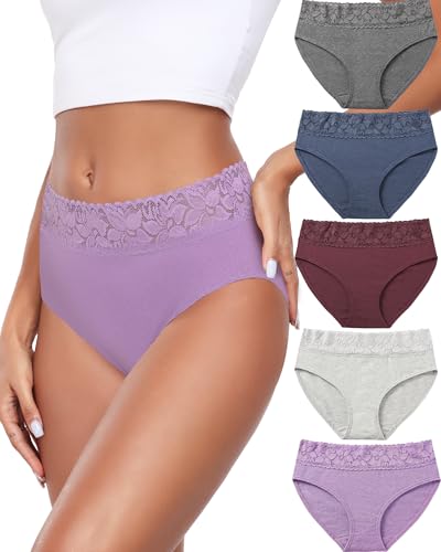 Altheanray Womens Underwear Cotton Briefs Lace Bikini Panties for Women Breathable Hipster Comfort Stretch