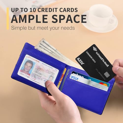 Image of RUNBOX Wallet for Men Slim Leather Bifold RFID Blocking Minimalist Front Pocket Design with Gift Box | Minimalist Front Pocket Design, Holds 8 Cards, RFID Protection, Gifts for Men on Birthdays, Father's Day, and Christmas