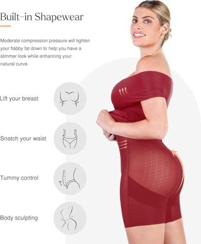 Image of Popilush Women's Shapewear Midi Dress Off Shoulder Wrap V Neck Formal Wedding Guest Cocktail Dresses Bodycon Evening Gowns