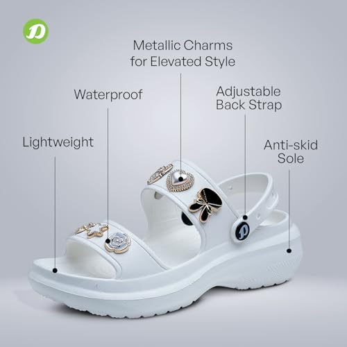 Image of DOCTOR EXTRA SOFT Women's Metallic Charms Fashion Slippers /Sandals With Adjustable Back Strap|Comfortable|Lightweight|Stylish & Anti-Skid|Waterproof Casual Beach Slides Mules Girls & Ladies D-533