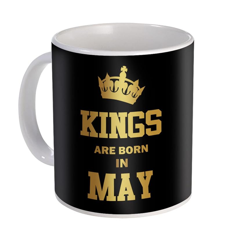 BJ ART '' King are Born in May Printed Coffee Mug Colorful Awesome Design|Gifitng Mug for Loved Ones |Birthday Gift|Wedding Gift|Anniversary Gift - 1 Piece, Multicolour, 325 Ml ART-1120