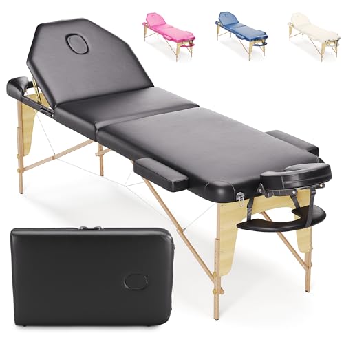 Beltom Mobile Massagetisch Massageliege Massagebank 3 zonen klappbar Kosmetikliege Neu - Schwarz