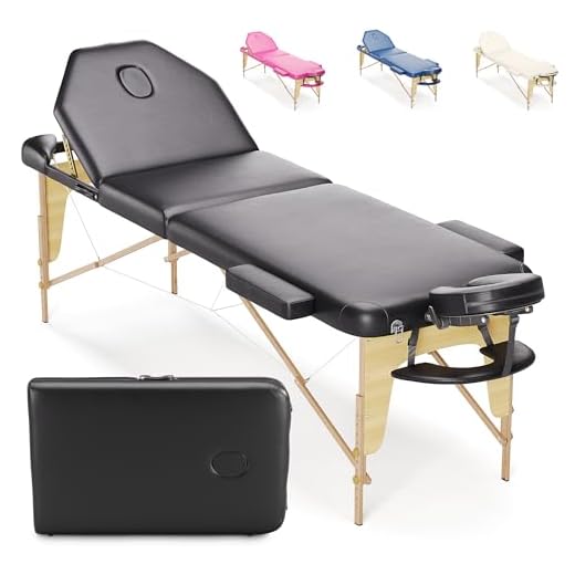Beltom Camilla de Masaje 3 Zonas Modelo portatil Mesa Cama Banco Plegable Reiki - Negro
