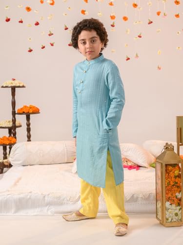 Pspeaches Boys Ethnic Motifs Printed Regular Pure Cotton Kurta With Pyjamas