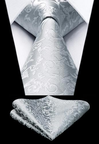 Image of HISDERN Mens Vest Tie Set 3PC Formal Waistcoat Paisley Floral Jacquard Necktie Pocket Square Suit Vests Wedding Party