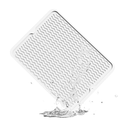 ZLR Silicone Dish Drying Mat for Kitchen Counter, 16"x12", Milk White