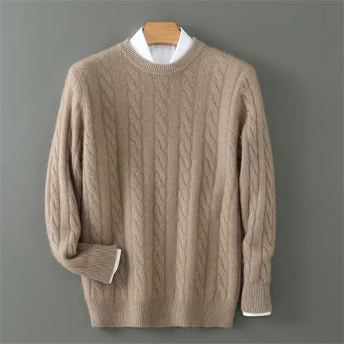 Men's Winter Thick Pure Cashmere Knit Round Neck Sweater4