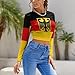 SEOCKA Flag German Coat of Arms Women's Long Sleeve Crop Tops Backless Tie Back Navel Revealing Tight T Shirt L