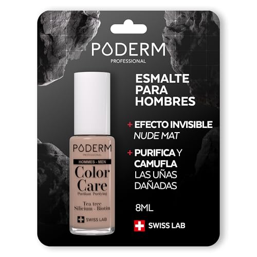 PODERM - HONGOS UÑAS - ESPECIAL HOMBRE - ESMALTE INVISIBLE COLOR PIEL, NO BRILLANTE - Disimula las uñas amarillas o dañadas - Fórmula única - SWISS LAB