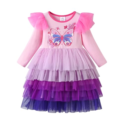 DXTON Vestidos para Niñas Vestido Patrón de Unicornio Vestido Princesa Fiesta Ropa de Niña LH2236 4 5 Años