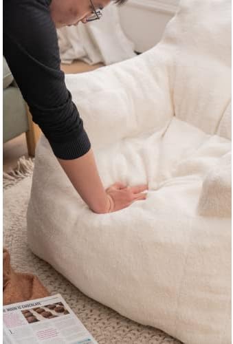 Miniatura 5 de Sillones puf, puf de relleno suave copetudo con relleno, sofá perezoso esponjoso, tumbona imperial gigante para dormitorio, sala de estar (marfil +