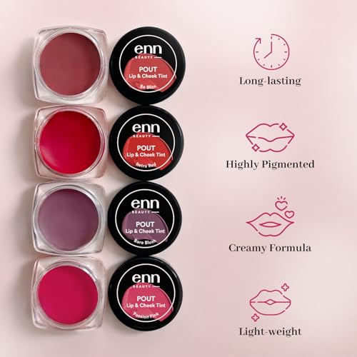 Image of Enn Beauty Pout Lip, Cheek & Eyeshadow Tint with SPF 10 withThe Goodness of Jojoba & Avocado Oil, Natural Blush for Women, Long Lasting, Sls & Paraben Free - Passion Pink, 5gm