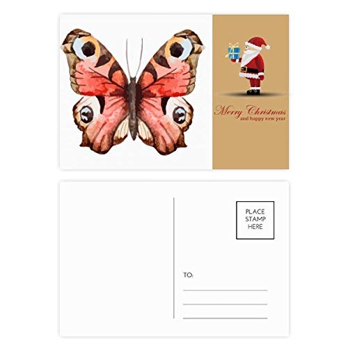 Cartes postales Père Noël au motif papillon rose, parfaits cadeaux de vœux