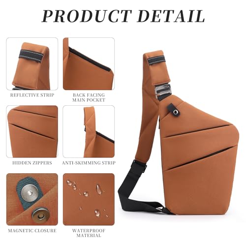 Image of Anti Theft Crossbody Bag,Sling Bag for Women Men,Multi-pocket Chest Shoulder Bag for Travel, Sport, Work