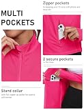 MoFiz Sportjacke Damen Leicht Trainingsjacke Mikrofleece Sweatjacke Wandershirt mit Reißverschluss Rosa-B XL