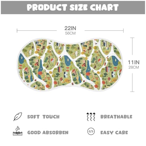 vvfelixl Muslin Burp Cloths Cartoon Countryside Map Baby Washcloths for Baby Girl Boys 2 Pack2