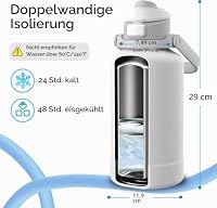 Magcheer Isolierte Trinkflasche mit Handyhalterung 2L(Weiß) – Ansicht 3