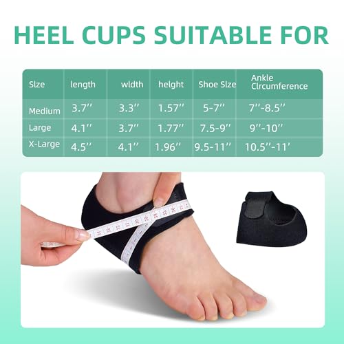 Image of Plantar Fasciitis Gel Heel Protectors Pain Relief Heel Cups for Women Men (Black, Small)