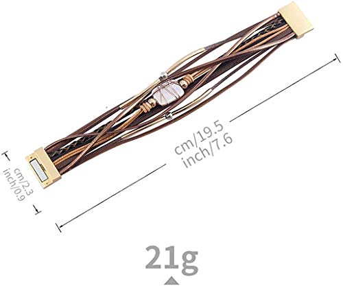 Image of Fesciory Leather Wrap Bracelets for Women, Boho Leopard Multi-Layer Crystal Beads Cuff Bracelet Jewelry