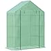 Produktbild Outsunny Foliengewächshaus Gewächshaus mit 6 Regalebenen begehbares Gartenhäuschen Treibhaus Tomatenhaus Pflanzenhaus mit aufrollbarem Eingang Frühbeet Grün 141 x 72 x 191 cm