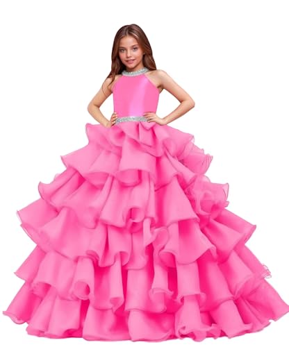 Pageant Dresses for Girls Layered Organza Sweet 16 Quinceanera Flower Girl Dress Beaded Party Ball Gown3