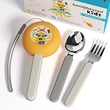 Bentoheaven Kids Travel Utensils with Case, Food-Grade Stainless Steel & BPA-Free Plastic, Travel Kid Cutlery Set, Dishwasher Safe Fork, Spoon & Case, Reusable Flatware, Silverware for Kids (Octopus)