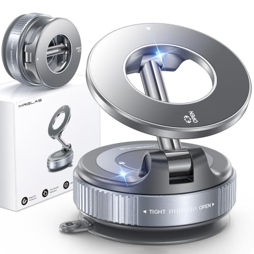 Image of MRGLAS 2026 Upgraded for MagSafe Vacuum Car Phone Mount, 2800gf Strong Magnetic Phone Holders for Your Car, 360 Adjustable 98LBS Suction Cup Car Mount, Car & Truck Accessory for iPhone 12-17 Pro Max