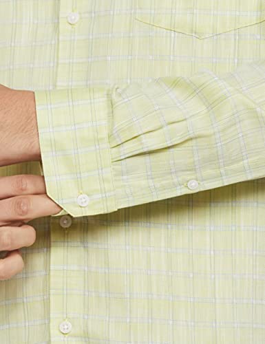 Image of Arrow Checkered Slim Fit Dobby Formal Shirt Light Green