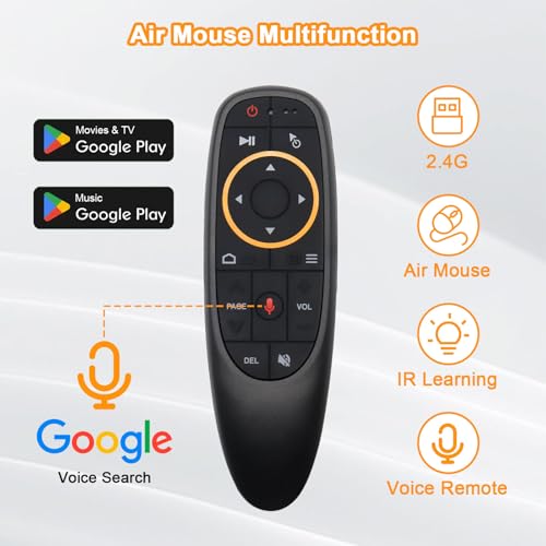 Image of G10S Air Mouse Remote Control, 4-in-1 PC Remote Control with Voice Search, 2.4GHz Bluetooth, 6 Axis Gyroscope, USB, for Android TV Box, Smart TV, Windows PC, HTPC, Laptop