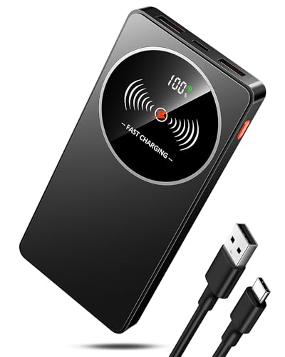Power Bank 10000mAh Slim Klein Aber Stark Externer Handyakkus, USB C Eingang und Ausgang Powerbank, Tragbares Ladegerät mit 3 Ports kompatibel mit iPhone 17 16 15 14 13 Pro Max Plus Mini, mit Android