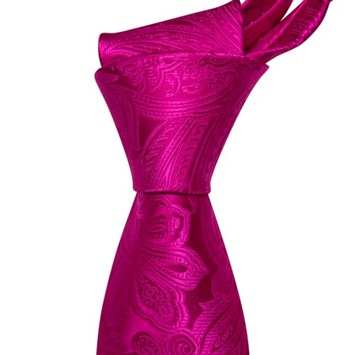 Image of Barry.Wang Men Ties Paisley Woven Silk Necktie Set with Pocket Suqare Cufflinks Formal
