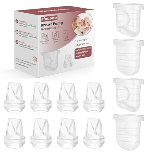 Image of 12PCS Duckbill Valve & Silicone Diaphragm Compatible with eufy S1 Pro/S1/E10, NCVI/Lansinoh Discreet Duo/Zooawa/Nuliie S32 Breast Pump Replacement Parts, Breastfeeding Essential Accessories
