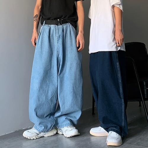 FCOOLYEET Men's Blue Baggy Y2k Vintage Skater Jeans Oversized Skateboard Denim Pants Wide Leg Jnco Jeans Streetwear2