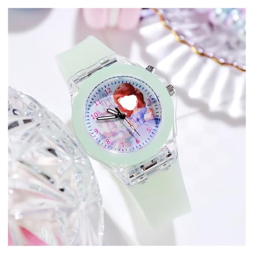 RECORD BREAD Relojes for niñas y niños, Reloj for niños, Princesa congelada, Aisha Sophia, Luminoso, Estudiante, luz LED Colorida, Reloj for Mujer(Sophia Green)