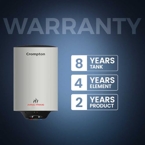 Image of Crompton Arno Prime 6-L, 5 Star Rated Storage Water Heater with Nano Polybond Technology, Anit-Scale Heating Element and Advanced 3 Level Safety (White)