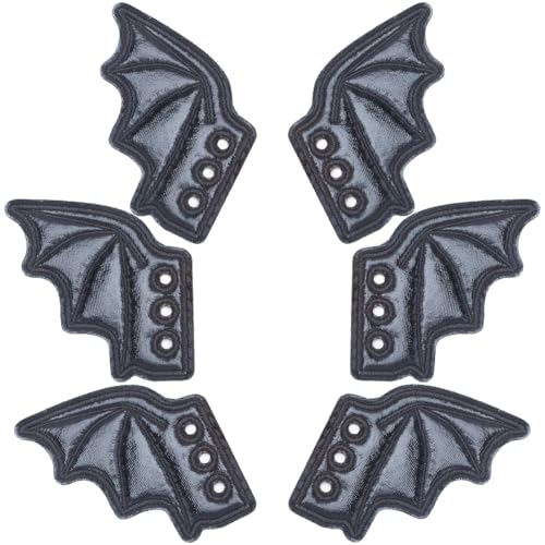 GORGECRAFT 3 Paire de Breloques de Chaussures en Forme d'ailes Décorations de Chaussures Noires avec 3 Trous en Tissu Décoration de Charme d'ailes de Chauve...