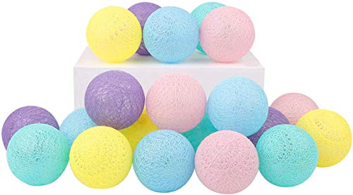 Cadena de Luces para Algodón Bola Guirnalda Luces Interior 3,3M 20 Bolas de Algodón Luz LED para Habitación Mesa Estante Patio Cafetería Fiesta Boda