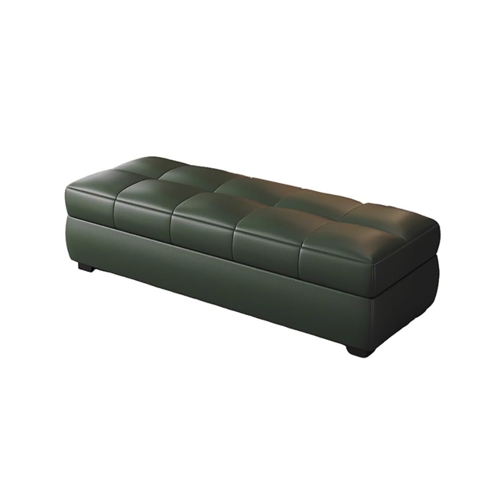 Banc de rangement vert 90x40x40cm en cuir écologique pour entrée et chambre