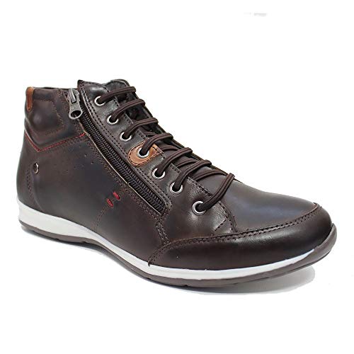 Tenis Sapatenis Cano Médio Masculino Casual Couro CEU-NETONY Cor:Marrom;Tamanho:39