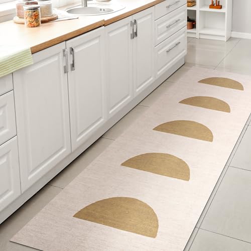 JONATHAN Y Machine Washable Cream/Moss Runner Rug 2X8 ft, Luola
